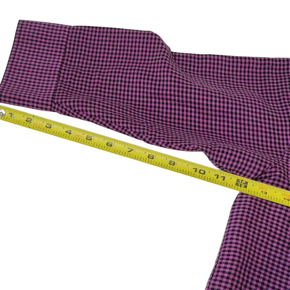 Chicos Design Purple Black Checked Gingham100% Silk Button-Up Shirt Sz 1 M - Picture 11 of 16